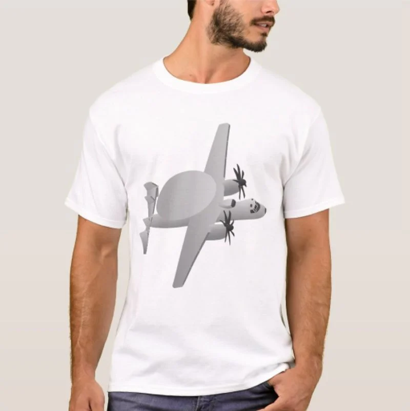 

E-2 Hawkeye Airborne Early Warning (AEW) Aircraft T-Shirt Summer Short Sleeve Casual 100% Cotton Harajuku Men T Shirt