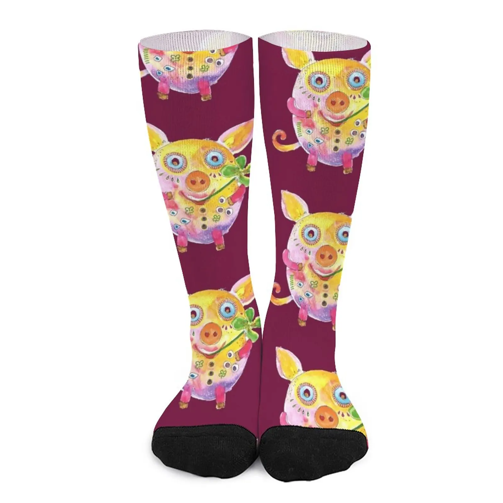 Lucky pig 2 Socks golf Women's short socks hiphop luckymarche [lucky le match]allover graphic knit vest for women qwwax22203pix