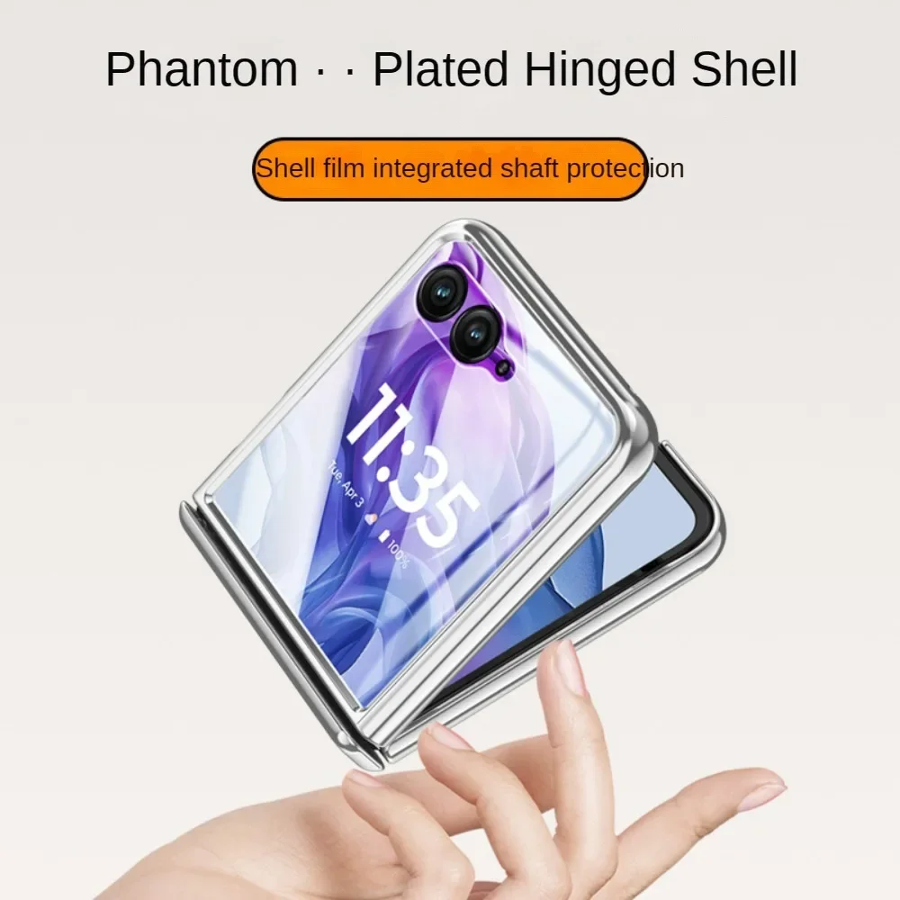 Ultra-Thin Electroplated Transparent Shockproof Case with Mirror Film and Folding Hinge Cover
