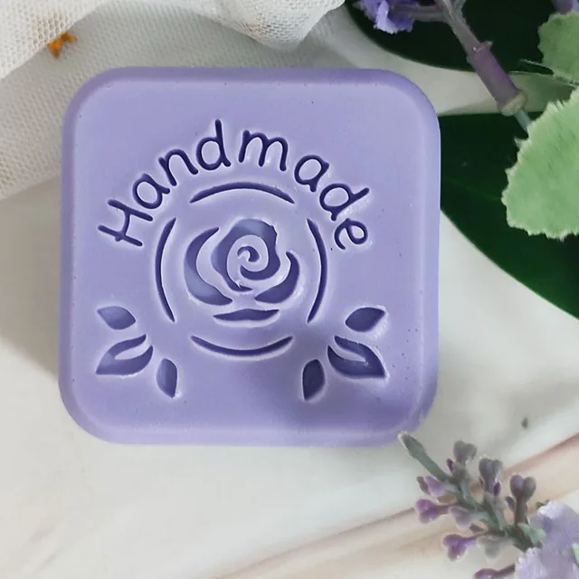 Lavender Soap Stamp Floral with Leaves Acrylic Stamps for Soap Making