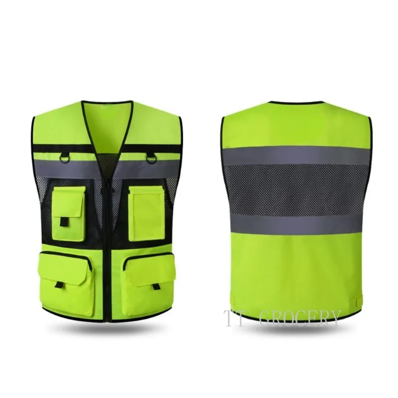 Safety Vest Reflective with Tool Pockets Breathable Work Gilet High Visibility Vest Mesh Reflective Vest Workwear