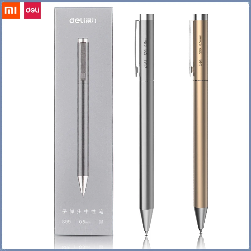 Xiaomi Deli Metal Sign Pen Ballpen Signing Pen 0.5MM Gel PREMEC Smooth Switzerland Refill Black Ink Office School Writing stylus pen touch pen writing pen