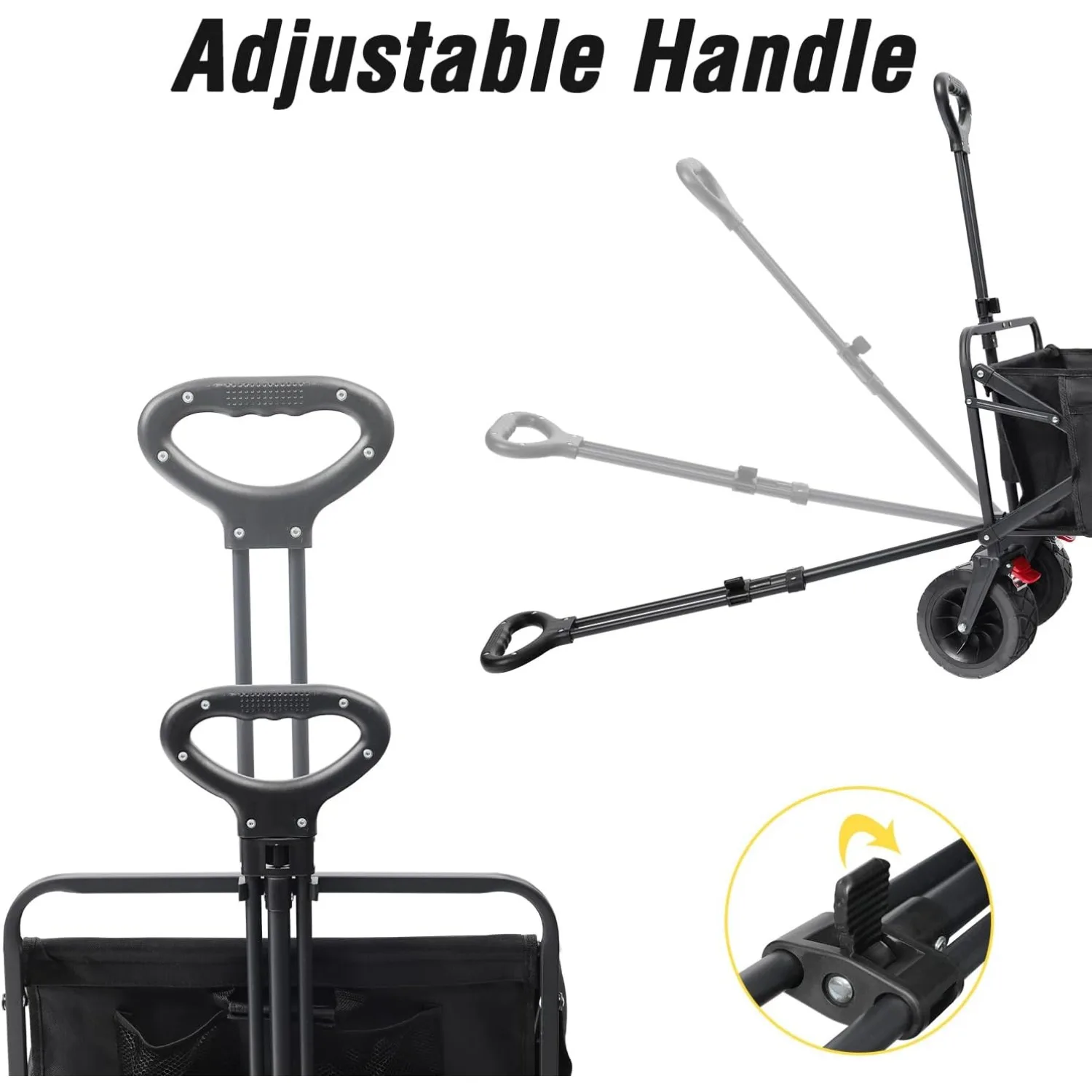 Collapsible Foldable Extended Wagon with 440lbs Weight Capacity, Heavy Duty Folding Utility Garden Cart with Big Beach Wheels