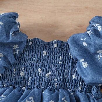 Girls Summer Floral Print Off Shoulder A-line Dress with Short Puff Sleeves - Perfect for Your Little Princess 2