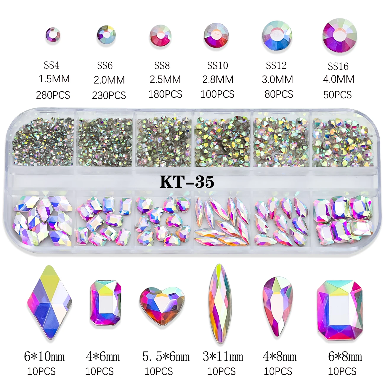 Gemischte hellrosa 3D-Nagel-Strasssteine, Kristall, Herz-Tropfen, quadratisch, runde Form, Glas-Edelsteine, Steine, Maniküre, Nagelkunst-Charms, Zubehör – Detail 17
