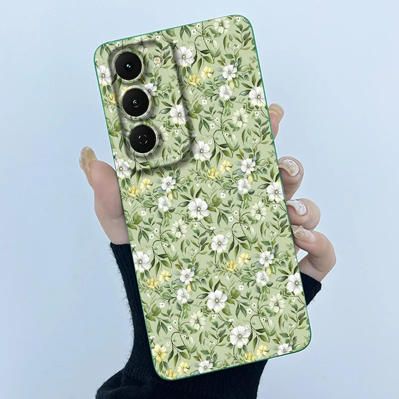 Fashion Simplicity Panda Flower Liquid Silicone Shockproof Soft Phone Case with Lens Protection