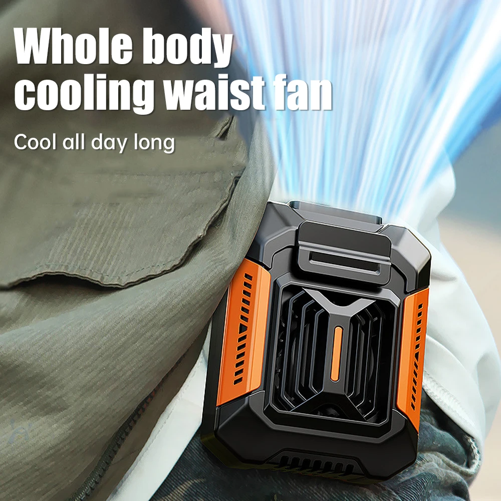 Waist Clip Fan Portable Mini Hanging Neck Fan USB Rechargeable Fans Outdoor Camping Hiking Waist Fan with Power Bank LED Light