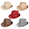 Breathable Linen Jazz Hat Men Women Summer Chapeau 1920s Classic Panama Hats Performance Party Costume Fashion Cowboy Caps Retro 2