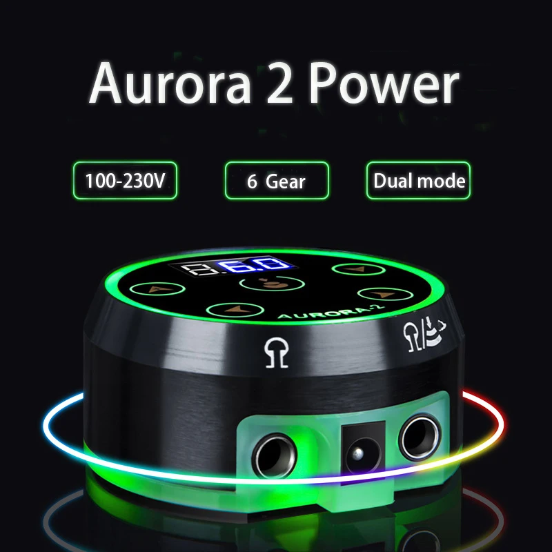 

AURORA 2 Tattoo Power Supply Tattoo Machine Power Tattoo Pen Power Supply Mini LCD Screen with EU/US Adapter for Coil Gun&Rotary