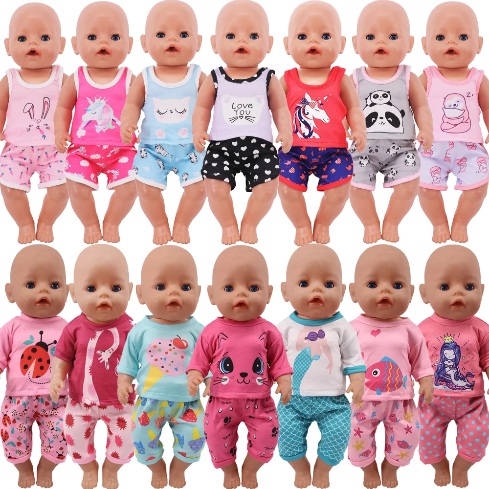 2Pcs/Set Singlet and Boxer Short Casual Outfit For 18 Inch Girl Doll Gift 43 Cm Reborn Baby Doll Clothes Accessories Items Toy bjd dolls sd17 dolls accessories fits 1 3 1 4 1 6 yosd msd dd uncle boy bjd doll boxer briefs