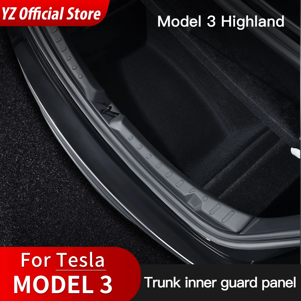 

YZ For Tesla New Model 3 Highland 2024 Trunk Protector Guard TPE Anti-Scratch Mat Rear Cargo Threshold Cover Sill Protection Lid