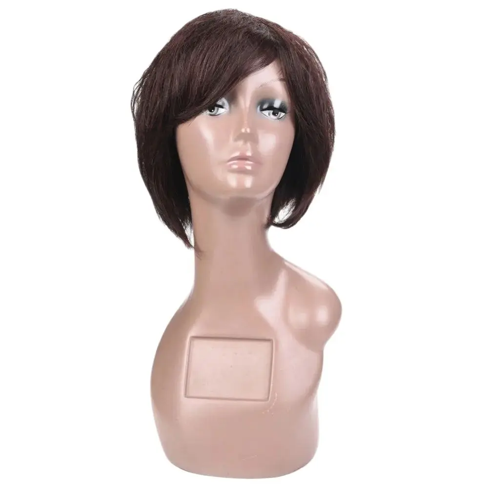 Парик UNA Short Bob, индийские волосы, парик, человеческие волосы, короткие волосы, машинка для вырезания флэш, Сделано с челкой, без клея, для женщин, парики