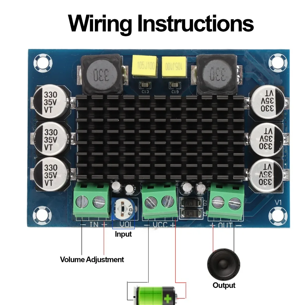 내구성이 뛰어난 100W 모노 파워 앰프 보드 1 채널 DC12 26V 디지털 앰프 모듈 자동차 오디오 파워 보드 자동차 오디오