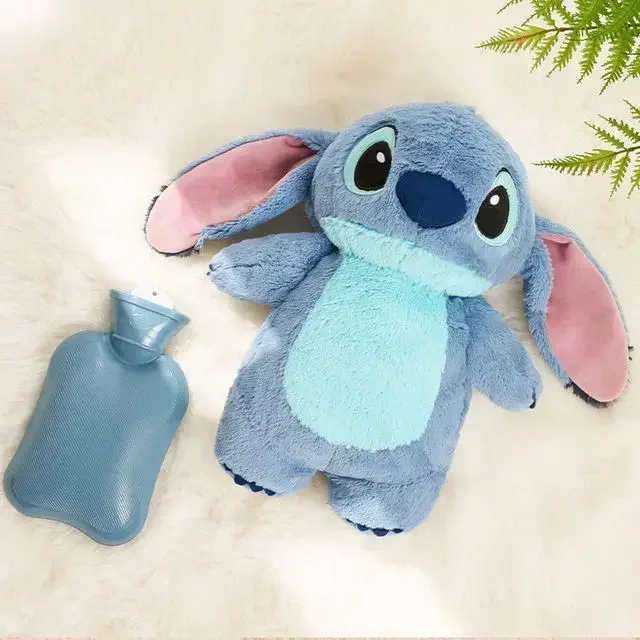 Disney-Stitch Plush Hot Water Bottle, Women's Home Water Filling, Hand Warmer, Amiga Gift, Disney Anime, Passatempo, Extra Grande, Inverno
