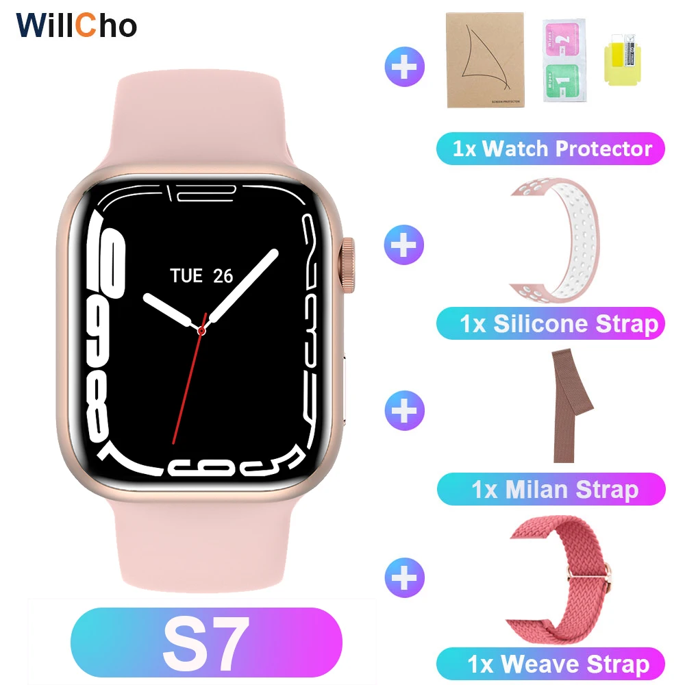 2022 S7 Smart Watch Iwo 14 Pro Nfc Voice Assistant Bluetooth Dial Answer Call Watch for Men Smart Watch Women Series 7 Pk W37Pro 