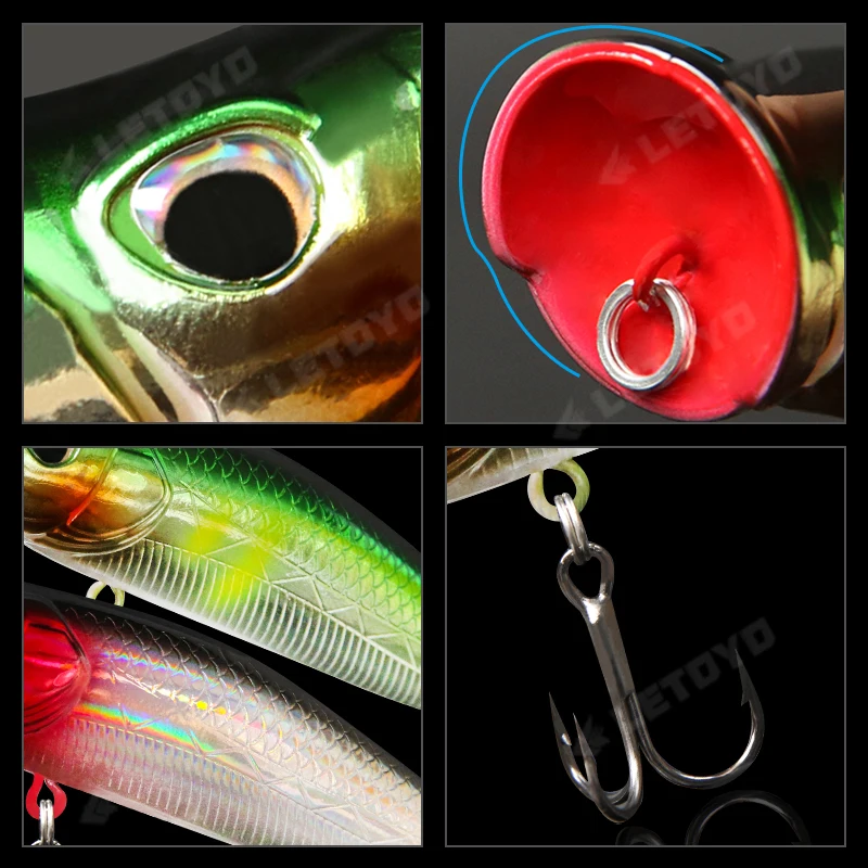 LETOYO طعوم صيد عائمة 8.5 جرام 16 جرام طلاء ليزر ا...