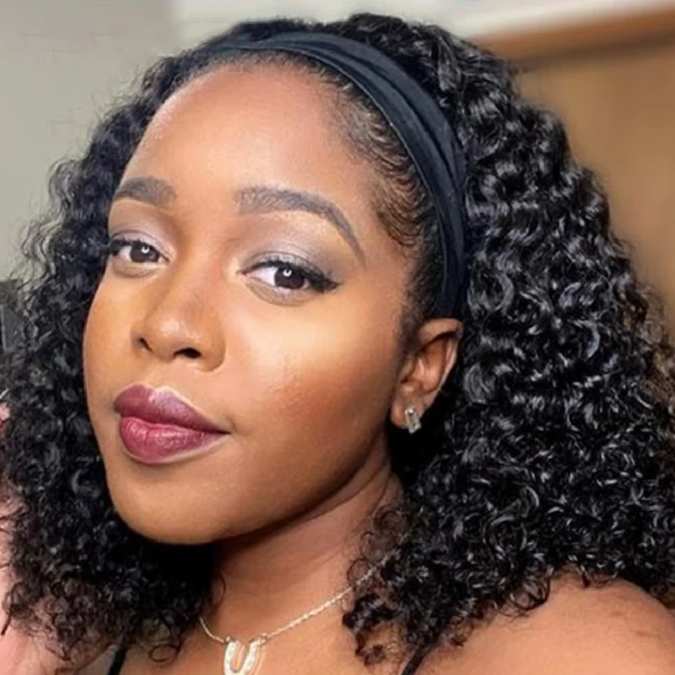 Afro Kinky Curly Human Hair Headband Wig For Black Women 250% Density Brazilian Remy Full Machine Made Wear and Go Glueless Wig 2