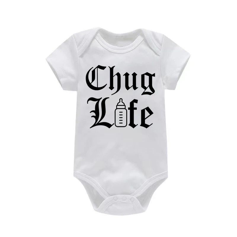 חיי chug life מצחיק בקבוק חלב מודפס תינוק התינוק חליפת גוף שרוול קצר בנות rompers הקיץ ילדים פעוטות ילדים