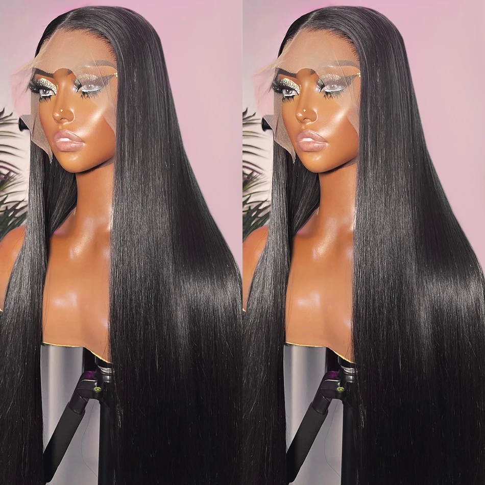 

13x6 HD Lace Front Human Hair Wig Pre Plucked 30 38Inch Brazilian Bone Straight 13X4 Lace Frontal Wigs For Women 200% Density