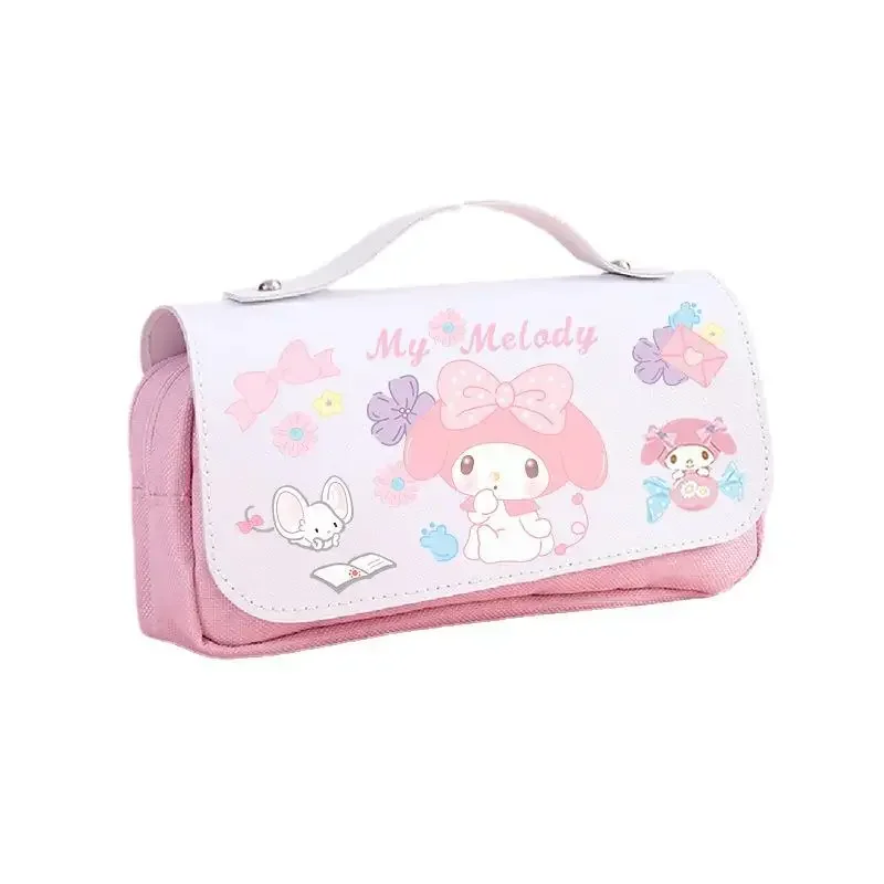 

Kawaii Sanrio Anime My Melody Kuromi Pupil Pen Bag Cinnamoroll Cute Cartoon Large Capacity Stationery Storage Bag for Girls