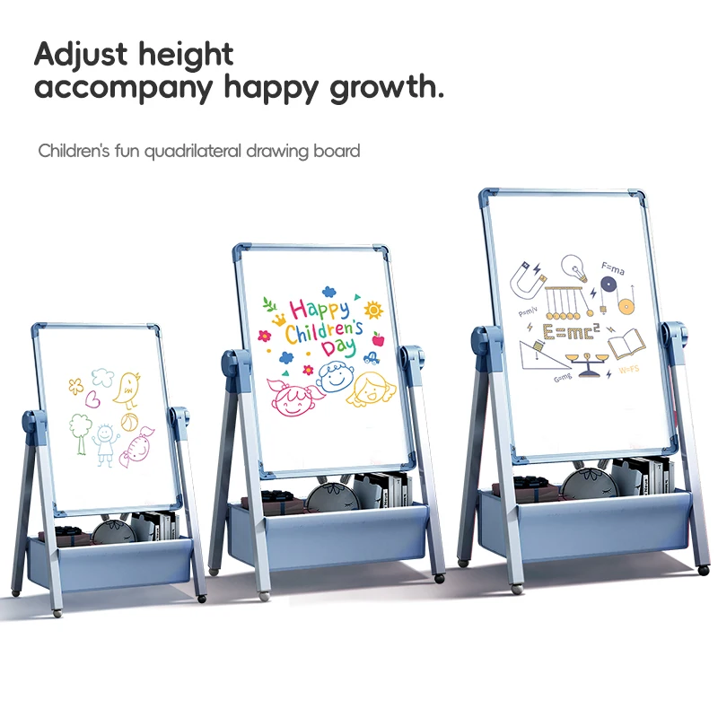 어린이용 양면 자석 그림판 - 접이식 스탠딩 이젤, 칠판 및 화이트보드 포함 |   재사용 가능한 낙서판