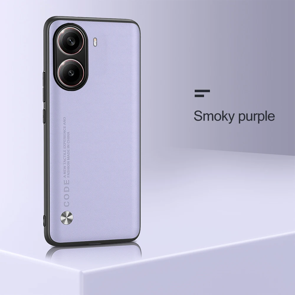 Leather Shockproof Case with Silicone Frame - Soft and Durable Back Cover