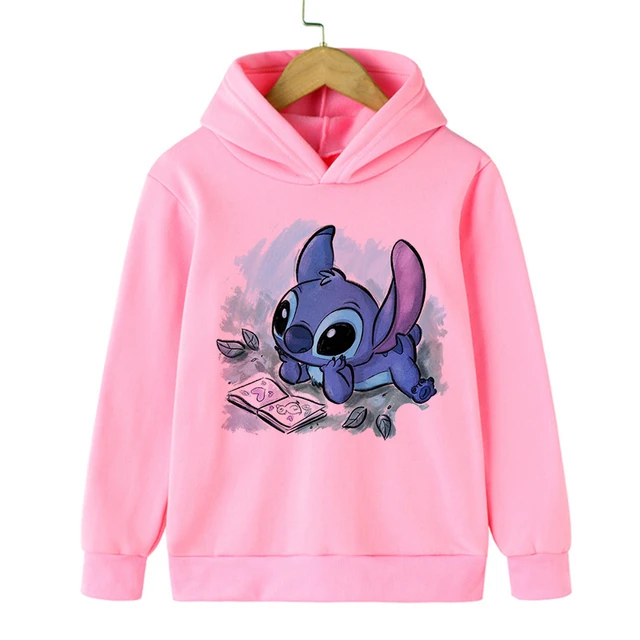 Disney-Sweat à capuche Anime Stitch pour enfants, vêtements de