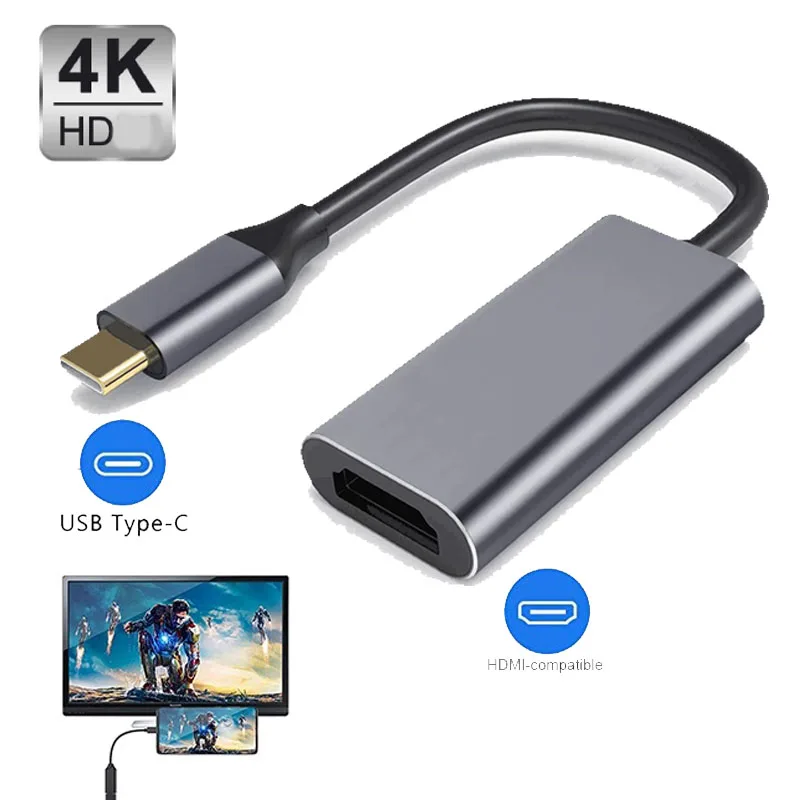 Cable USB tipo C a HDTV compatible con HD-MI, adaptador de TV HD,  convertidor USB 3,1 4K para PC, portátil, MacBook, Huawei Mate 30