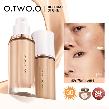 O.TWO.O 페이스 리퀴드 파운데이션 크림, 하이 커버리지 메이크업 베이스, 자외선 차단 SPF30, 방수 컨실러 메이크업 파운데이션, 30ml