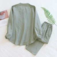 2026 new spring and autumn women's pajamas set 100% cotton long-sleeved trousers two-piece simple casual home clothes sleepwear - Image 3