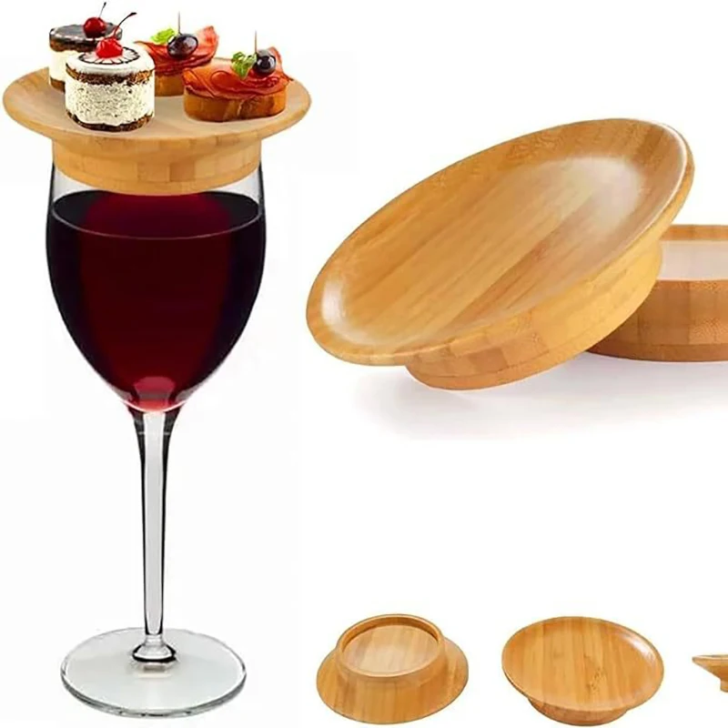1pc Wine Glass Charcuterie Topper Plates Charcuterie Wine Glass Board Topper Bamboo Coasters