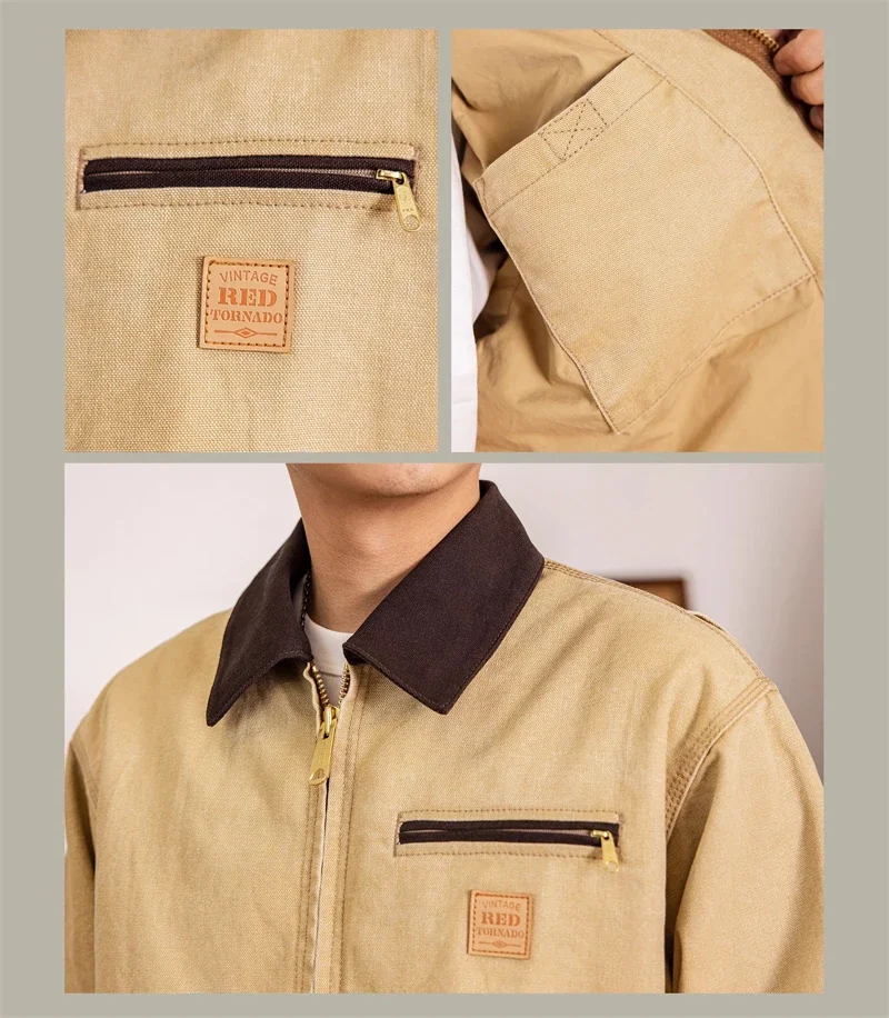 Red Tornado Washed Canvas Detroit Jacket Vintage Workwear