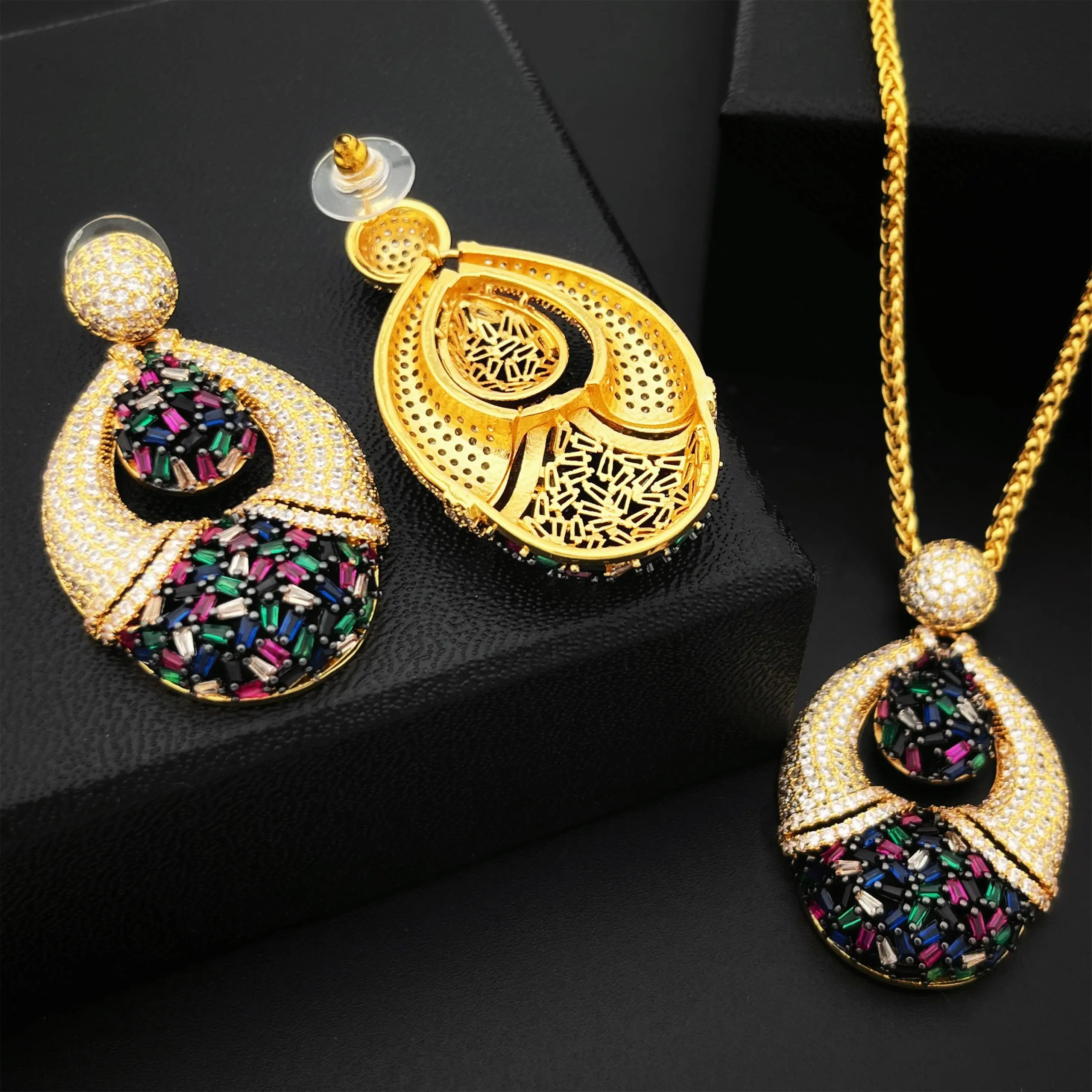 JinRongHua 100% مطلي أبيض اللون الزفاف قلادة القرط...