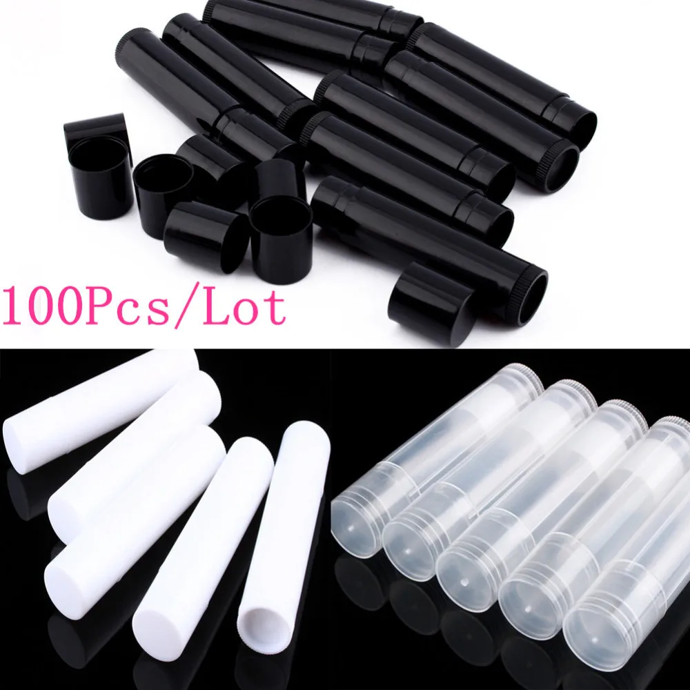 100Pcs 5ml Portable Empty Lipstick Container Black Transparent White Cosmetics Skincare Products Separate Bottlings for Travel