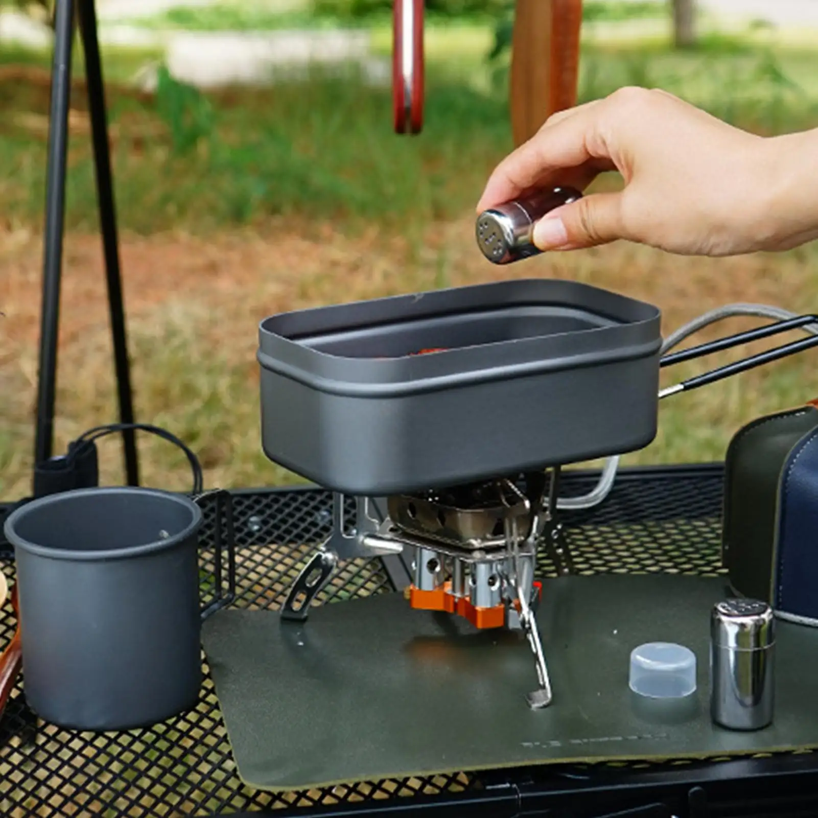 2 stücke Camping Gewürz Flaschen Edelstahl Kleine Pfeffer Shaker Mit Deckel Reise Salz Behälter Mit Lagerung Tasche Für Kochen im Freien – Detail 8