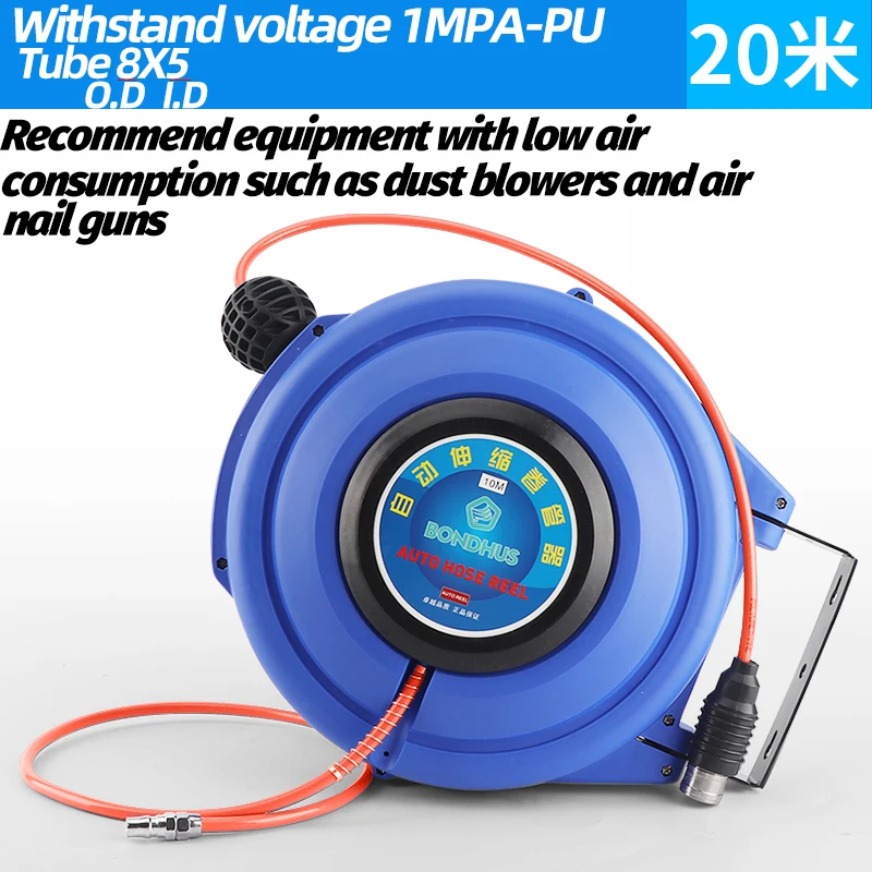 Wall Mount Pneumatic Compressor Automatic Compressed Air Hose Reel  Retractable Telescopic Pu8*5 Pu10*6.5 Pu12*10 10m 15m 20m 25m - Pneumatic  Parts - AliExpress