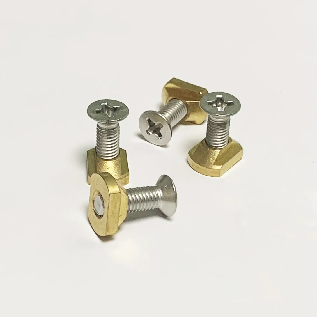 M8 Hydrofoil Track Brass Stainless Steel T-Nut for Wing Foil Board T Nuts 4 PC Foil Mount Screw