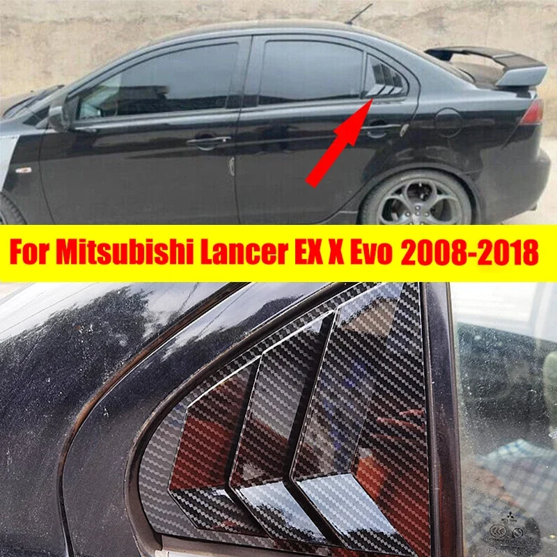 For Mitsubishi Lancer EX X EVO 2008-Rear Window Side Vent Shutter Louver Cover Trim Car Accessories Auto Parts Carbon Fiber car side window louver