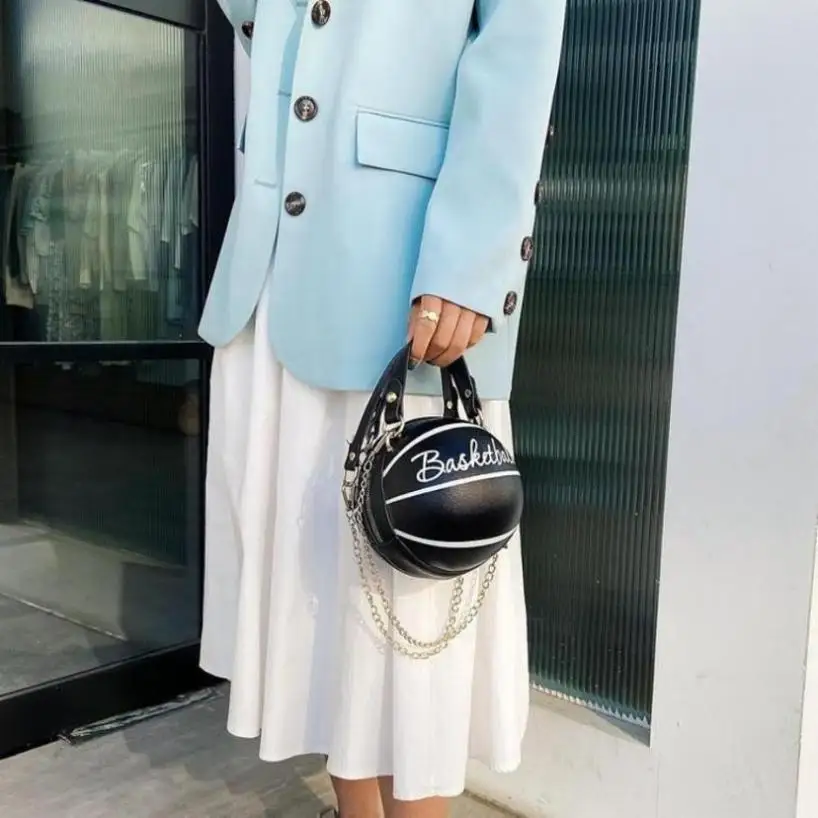 1 Pcs New Handbag Stylish Women's Chain Bag Personalized Basketball Ball Bag Brown Shoulder Crossbody Bag
