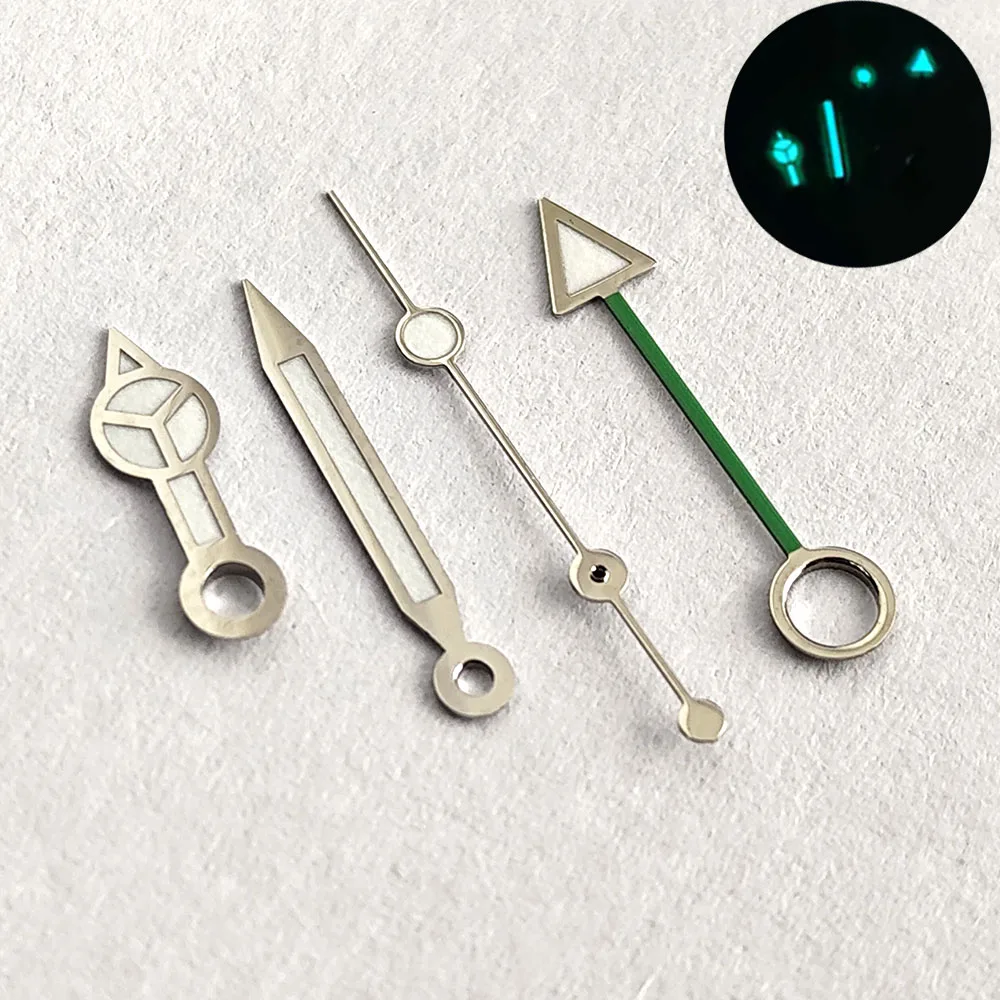 Enhanced GMT Luminous Watch Hands in Blue & Green
