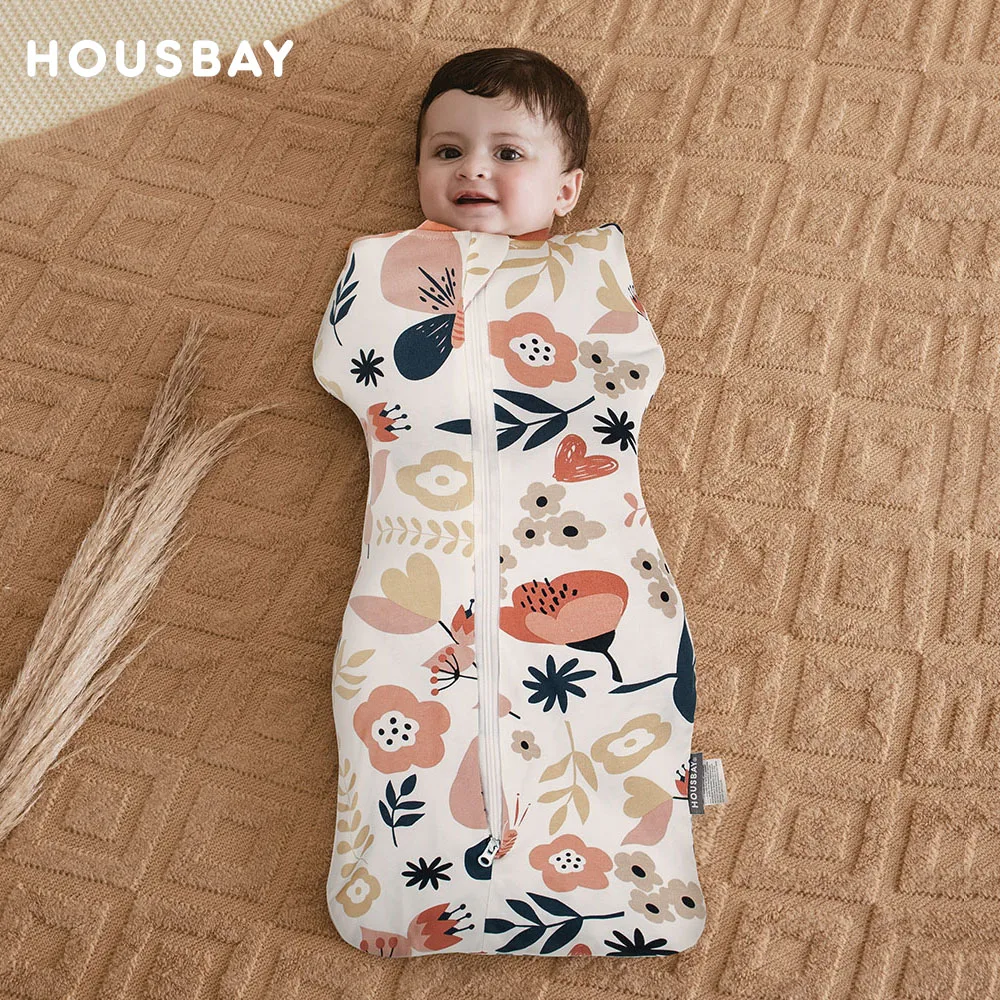 Newborn Baby Sleeping Bag Baby Swaddle Cocoon Beautiful Flowers Print Summer Thin Vest Button Wrap Sleepsack For Girls Boys