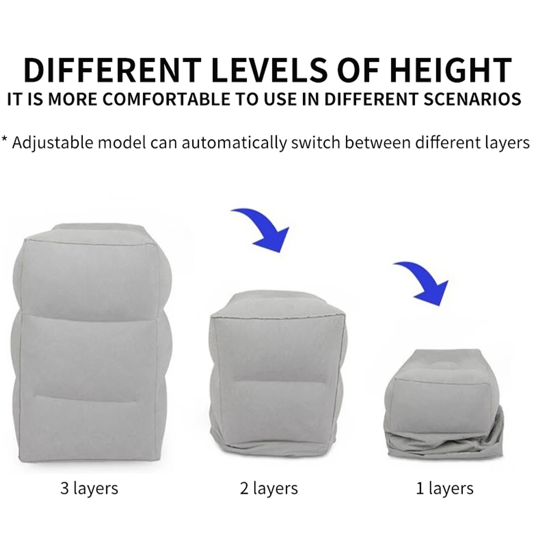 Inflatable Foot Rest Pillow For Travel Portable Adjustable Three Layers Height Stool For Foot Rest Leg Cushion Pillow 3