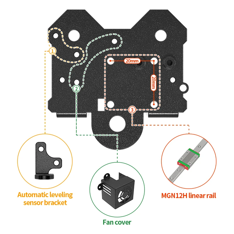 Impressora 3d x Axis Mk8 Linear Rails Extrusora Direct Drive Ender3 Kit de Atualização Backplane Bracket Ender Ender Cr10 - Imagem 6