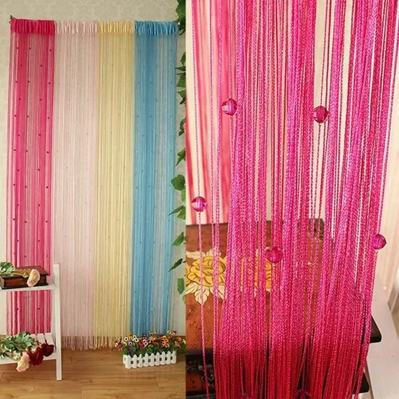Door Panel Tassel Beads Divider Valance String Sheer Curtains Curtain Window Silky Crystal 6