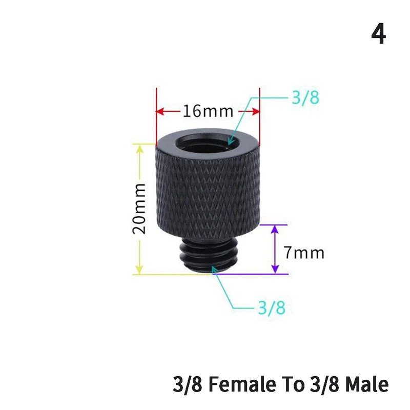 Description Picture 5 of item1/4" To 3/8" Black Male To Female Thread Screw Mount Adapter Tripod Plate Screw Mount For Camera Flash Tripod Light Stand