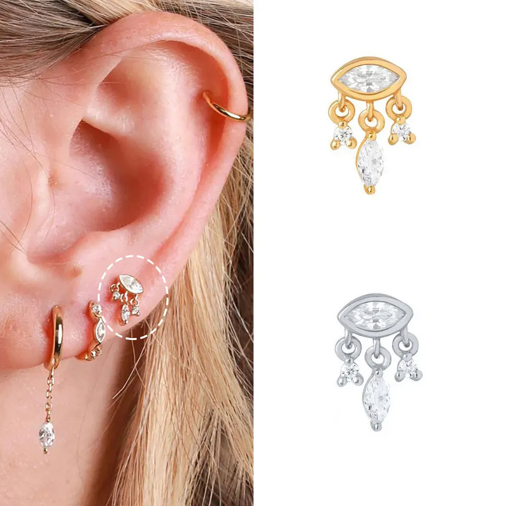 Minuscoli Orecchini A Perno In Zirconia Cubica, Oro, Pendenti A Goccia, Gioielli Mini Per Cartilagine E Donna