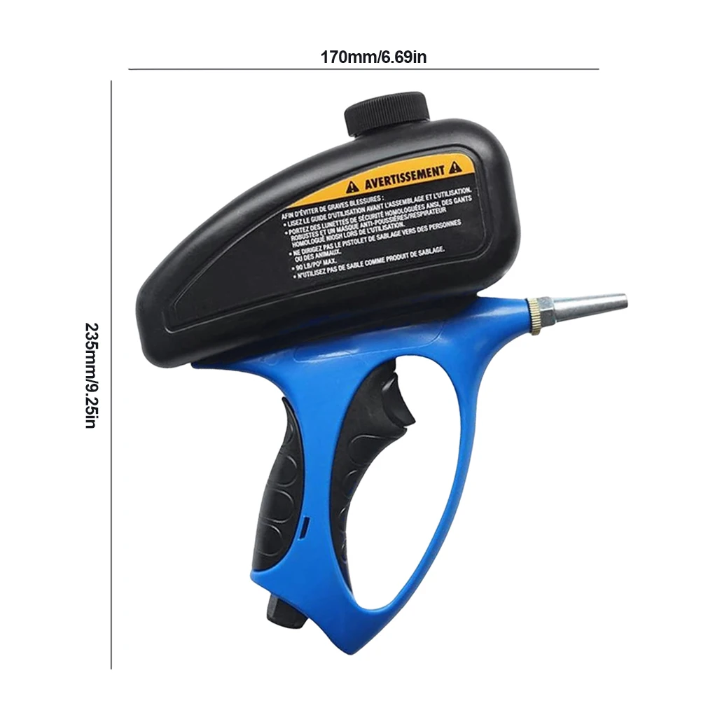 90 PSI Portable Gravity Sandblasting Gun with Nozzle&Gloves Pneumatic Sandblaster Removing Spot Rust Blasting Device