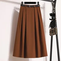 Plus Size Women Skirt 2026 Autumn Winter High Waist A Line Long Skirt Korean Style Pleated Maxi Skirts Womens Hot Sale - Image 2