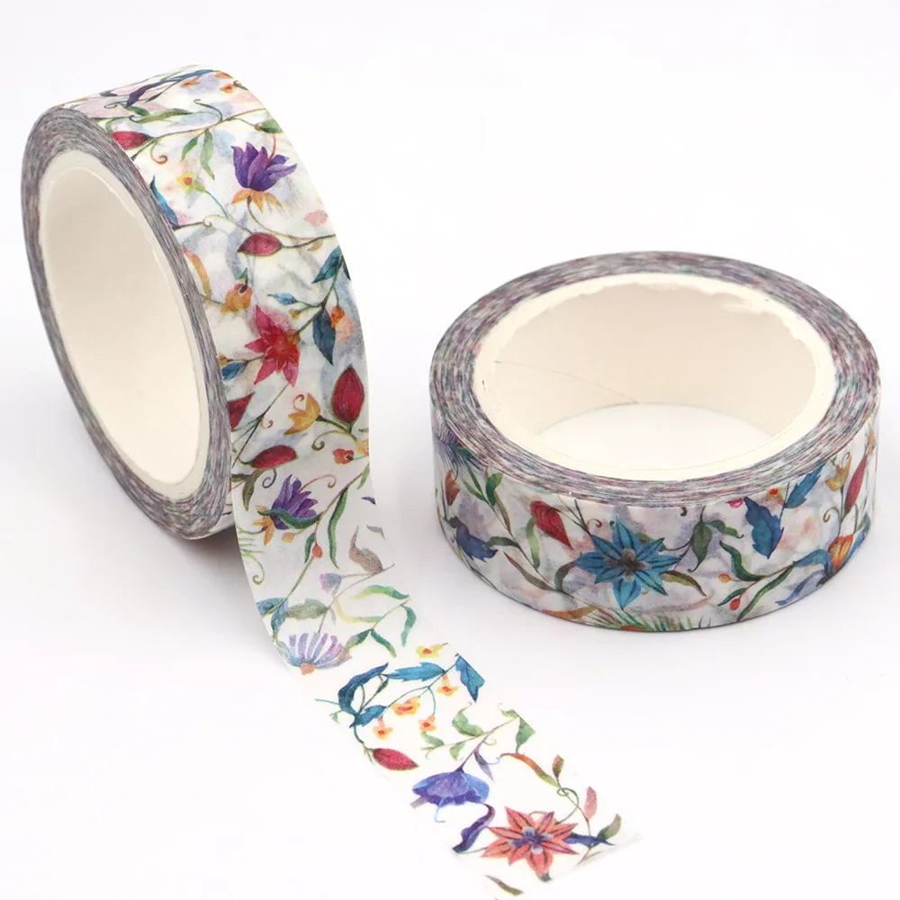 

NEW 1PC 15mm*10m Spring Boom Flowers Floral Washi Stickers Decorative Stationery MaskingTape office supplies