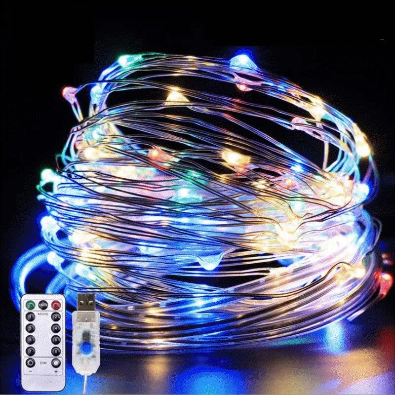5M/10M/20M USB LED Lichterketten Kupfer Silber Draht Girlande Licht Wasserdicht Fairy Lichter für Weihnachten Hochzeit Party Dekorative